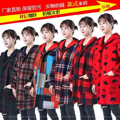 Mother's protective clothing Cotton large pocket fat baking fashion men and women set up stalls overcoat women thickened plus velvet medium and long version
