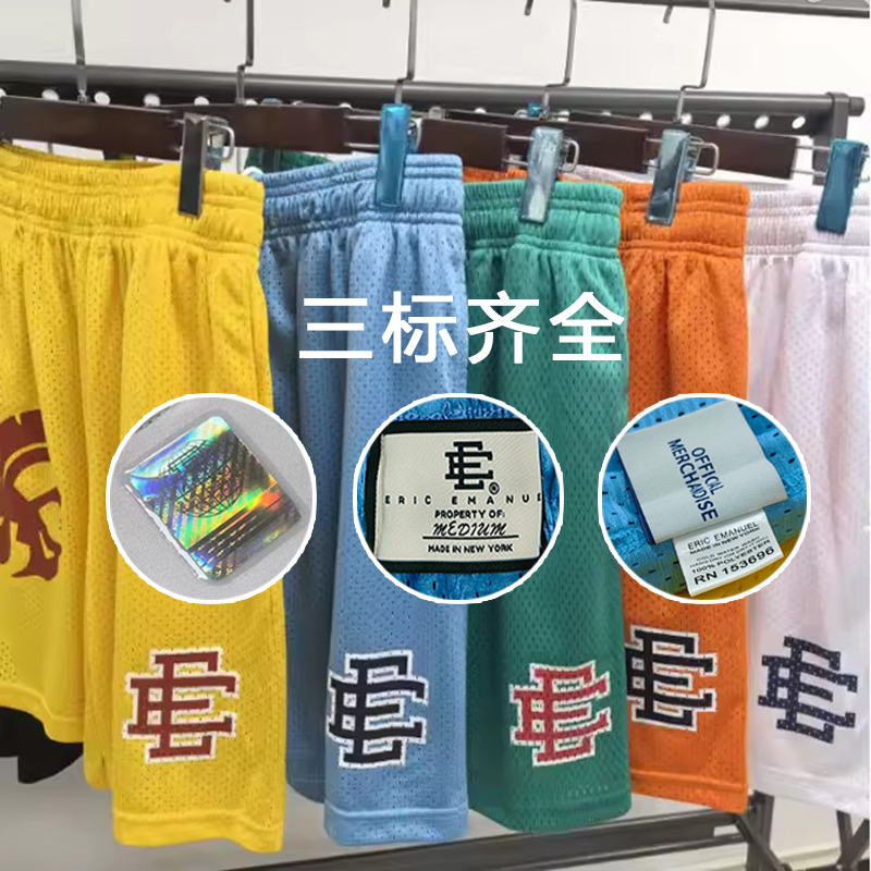Anti-Counterfeiting 1:1 Original Ee Shorts Men's Sports Basketball Shorts Quick-Drying Mesh Shorts Eric Emanue Short