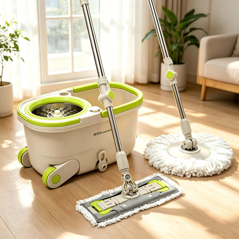 Meitianle Supermarket Model Rotating Double-Handle Double-Mop Household Hands-Free Washing and Wringing All-In-One Lazy Mopping Tool One-Sweep Clean