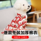 Собачья одежда, одежда династии Тан, праздничная хлопчатобумажная одежда, Теддубай Новый год, домашние животные шнауцера, двухфутовая одежда, зимний теплый чингсам