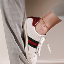 18K Gold red rope anklet girl this year simple gold bell ankle chain to give girlfriend birthday gift