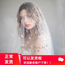 2020 Big Red New Pearl Joker with hair comb Bride wedding veil Korean vintage soft yarn