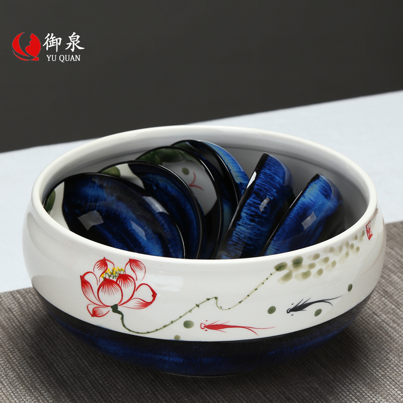 Yuquan Handdrawn Flower Tea Wash Large Ceramic Ceramic Cellulus Cup Accessories Tea Ceremony Parts Pencil Wash Pearl