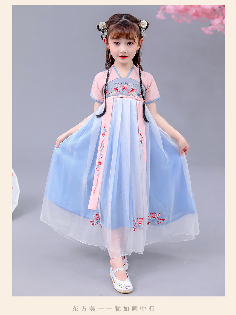Trẻ em của Han chiếc váy mùa hè váy cô gái mới gió của Trung Quốc cổ váy biến đổi chiếc váy cổ điển Tang chiếc váy cổ tích váy mỏng