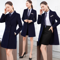 Winter professional clothes woolen coat womens woolen coat small man medium-length thick thick sales department flight attendant work clothes