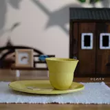 Саксорическая кафетерия Cafeteria японское писатель Hana Stone Compware лимонная желтая обеденная тарелка ручной работы. Новый продукт
