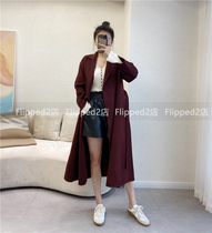 Flipped Smax light luxury line new long bathrobe double-sided French woolen coat 201102