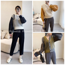 Flipped kk ~ F * sherman colorblock profile cardigan wool lantern sleeve sweater 2 200928