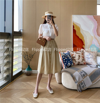 Flipped well-behaved route ~ J ~ R lace doll collar blouses waist belt half skirt denim half skirt 210710