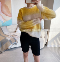 Flipped color fusion is so beautiful ~ I ~ S21 early spring gradient mohair knitted sweater 210118