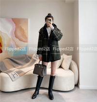 Flipped second return single coming ~ law mj English plaid hooded coat coat coat