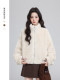 Apricot-Colored Stand-Collar Lamb Wool Coat for Women, Winter 2026 New Style, Loose Thickened Cardigan, Fluffy Short Top