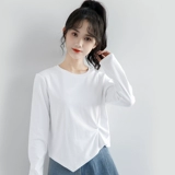 Весенний дизайнерский белый осенний короткий цветной приятный телу лонгслив, тренд сезона