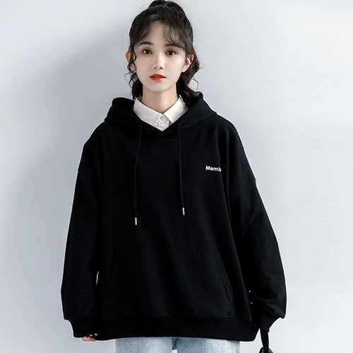 Осенняя японская черная тонкая толстовка с капюшоном для отдыха с капюшоном