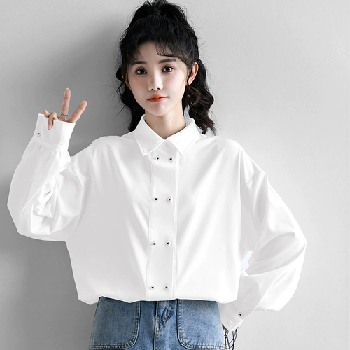 Весенняя дизайнерская белая рубашка для школьников, тренд сезона