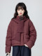 Red Stand-Up Collar down Jacket for Women, Winter 2026 New Style, Plaid Patchwork, Warm Puffer Jacket, Short Top