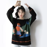 Весенний свитер, ретро лонгслив, тренд сезона, круглый воротник, оверсайз