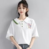 Белая дизайнерская летняя футболка polo, тренд сезона, с вышивкой