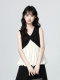 French-Style V-Neck Vest for Women, Summer Outerwear, 2026 Summer New Design, Black Ruffle Splicing Sleeveless Top