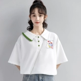 Белая дизайнерская летняя футболка polo, тренд сезона, с вышивкой