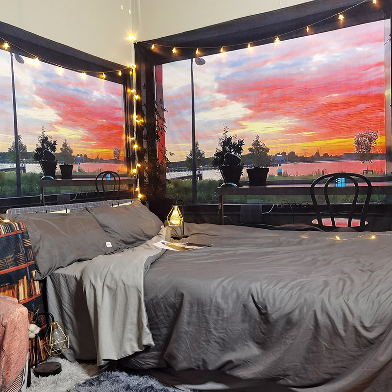 Гобелен 假窗户墙布挂布ins背景布床头卧室房间背景墙宿舍墙面装饰画布