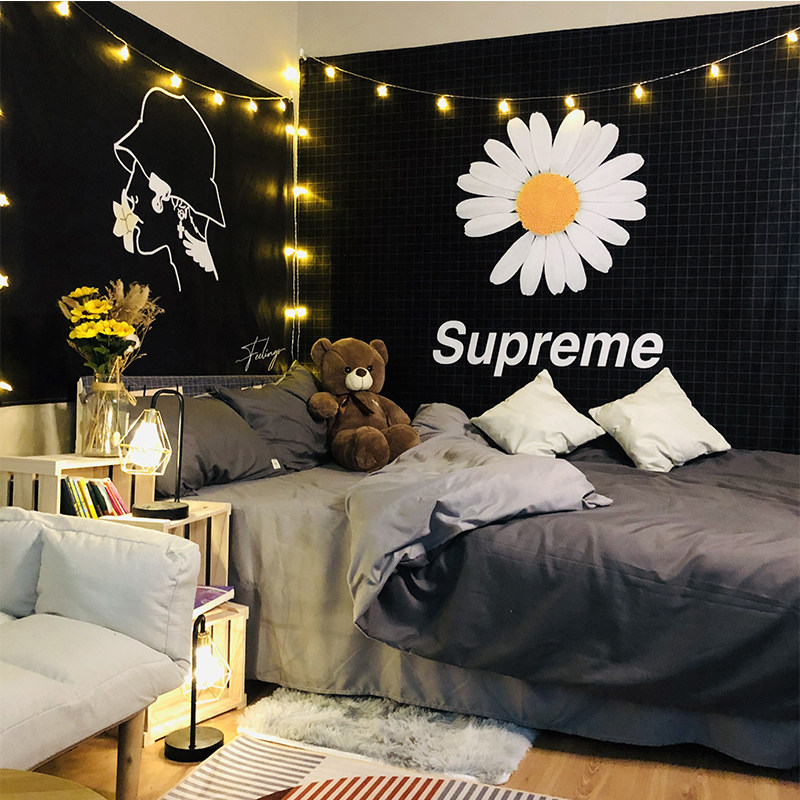 Chicks Chrysanthemum Humbling sound background Bins hanging cloth Wall Headboard Wall Cloth Minimalist Bedroom Net Red Canvas Hanging Blanket