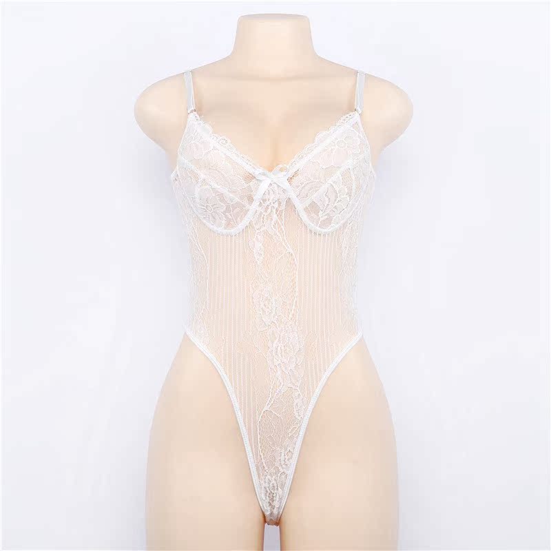 Áo cổ chữ V châu Âu và Mỹ gợi cảm khoét lưng hở lưng gợi cảm ren một mảnh quần short jumpsuit gợi cảm shop đồ lót