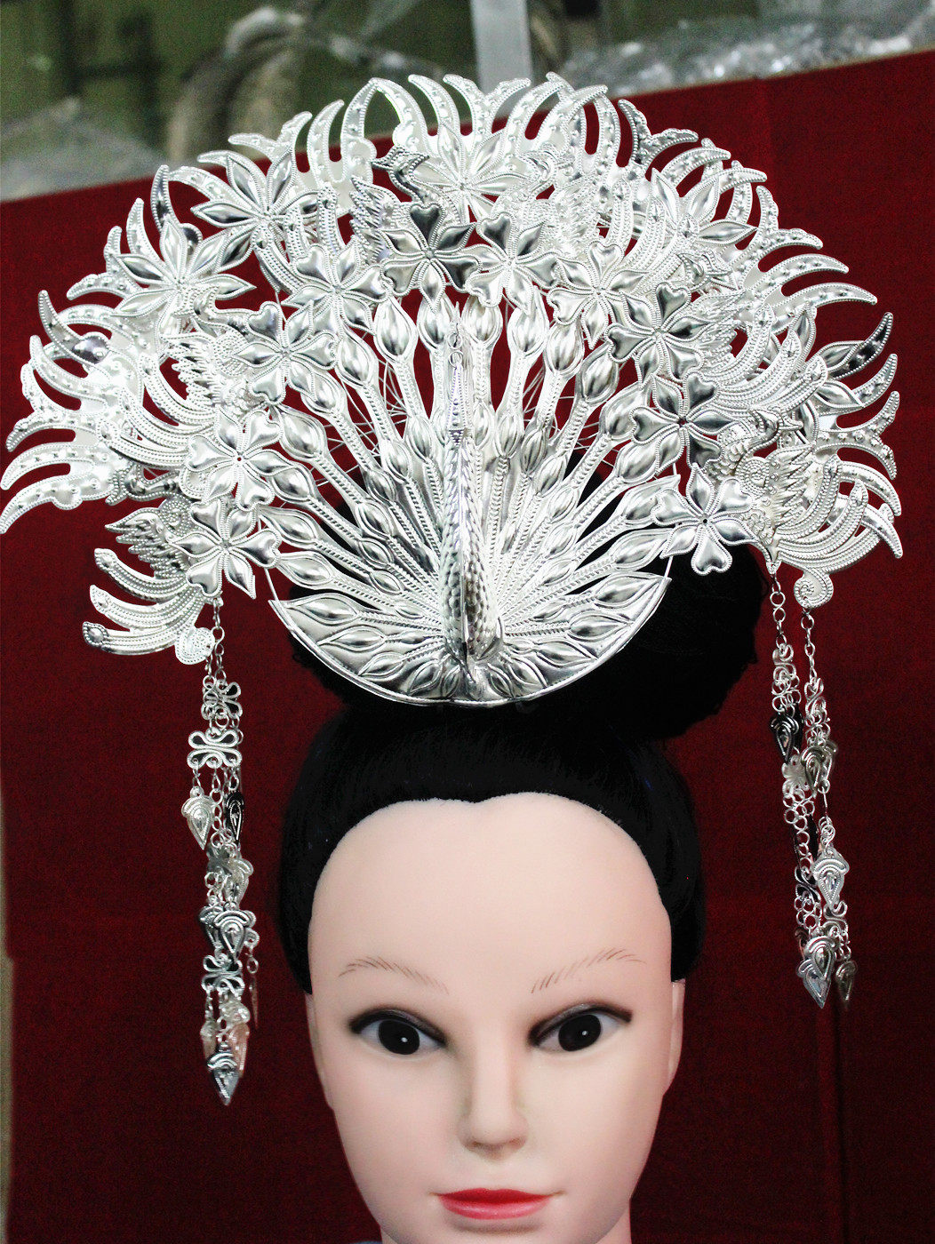 Hmong hair clothing earrings bracelet silver hat necklace dance show with clothing new head jacket