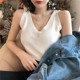Camisole vest women wear 2022 new summer dress ice silk short V-neck solid color knitted sleeveless top for outer wear