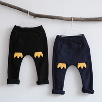 Spot niche tide brand childrens mens and womens penguin plus velvet casual pants long pants