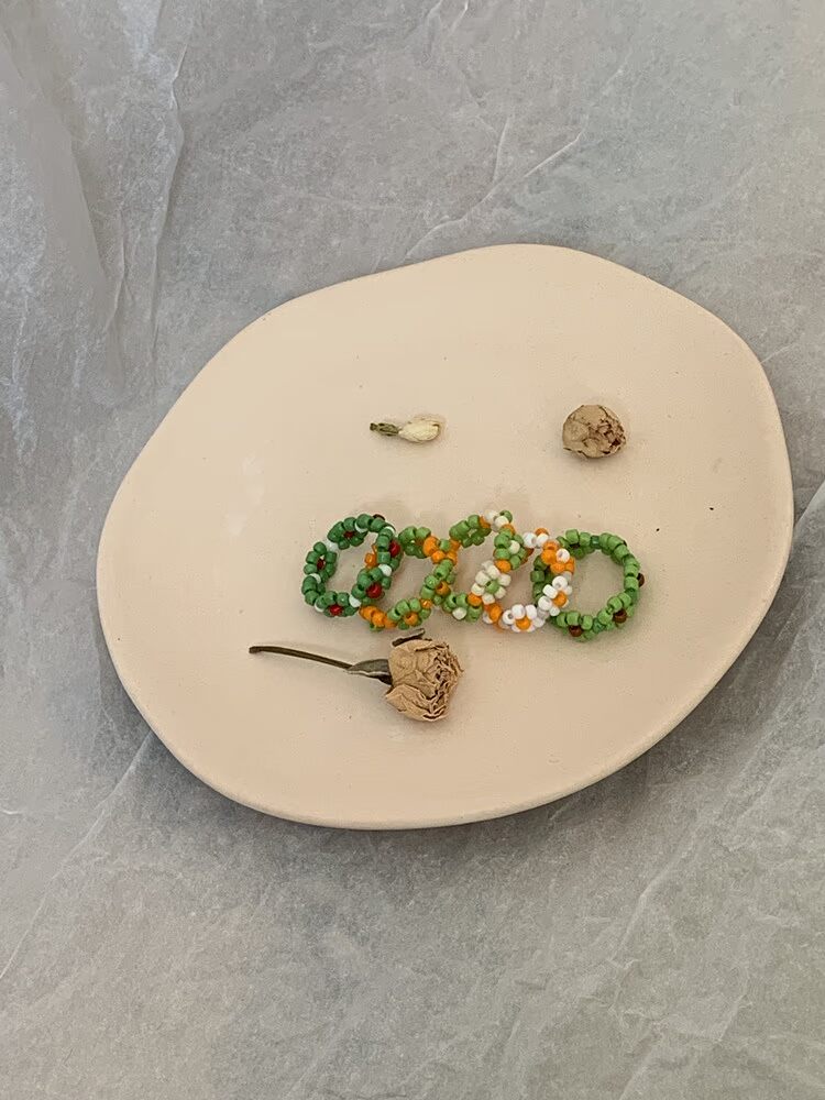 Nah mua 2 tặng 1 hoa ylyl nhỏ handmade dễ thương vui nhộn đính hạt hoa dại màu - Nhẫn nhẫn kim cương tự nhiên