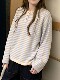 Soft and waxy Korean style contrasting color design striped long-sleeved winter 2026 new style loose right shoulder slimming age-reducing sweater top