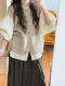 Chanel-Style Oatmeal-Colored Floral Embroidered Knit Cardigan Layered with a Vest for Women, Suitable for Petite Figures, for Autumn and Winter