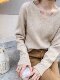 2026 Early Autumn New Pullover Loose Versatile Slimming V-Neck Sweater Long-Sleeve Knitted Base Shirt Women's Top