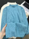 Fresh and Elegant Turquoise Blue Super Flattering Knit Base Shirt for Women, Autumn and Winter Inner Layer, Half Turtleneck Sweater for Layering