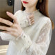2023 Spring New Women's Sweater Knitted Bottom Shirt Lace Sleeve Thin Section Solid Color Inner Top Loose Western Style