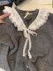 Baby Doll Collar Sweater for Women, Spring and Autumn, Lazy, Cute, Sweet, Lace V-Neck Knitted Cardigan, Japanese Style, Gentle Top