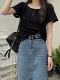 French-Style Hollow-Out Ice Silk Short-Sleeve Knit Top for Women, Summer Ripped Thin Stylish Short Cover-Up Blouse