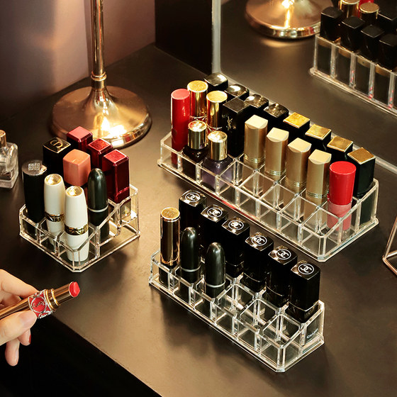 Charming Fashion Multi-Grid Lipstick Box Desktop Transparent Cosmetic Storage Box Non-Acrylic Internet Celebrity Small Lip Glaze Grid