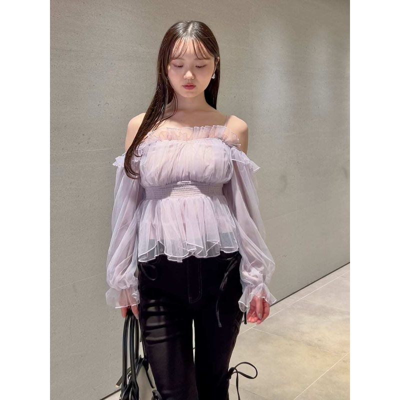 Kinshann Japanese Style S 1.6W+ Japanese Sweet Off-Shoulder Sheer/Lace Camisole Shirt Kinshann Japanese Style S 1.6W+ Japanese Sweet Off-Shoulder Sheer/Lace Camisole Shirt