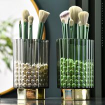 Makeup brush storage box portable desktop light luxury wind eyebrow pencil eyeliner storage barrel with pearl eye shadow brush storage barrel