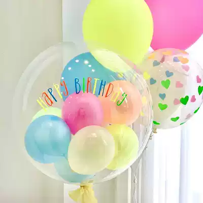 ins Korean small red book fluorescent color wave ball ball ball tennis Red children's latex balloon birthday party arrangement