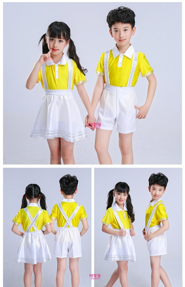 Trang phục biểu diễn thiếu nhi cho bé trai và bé gái trang phục hợp xướng bib kinh doanh quần áo trẻ em