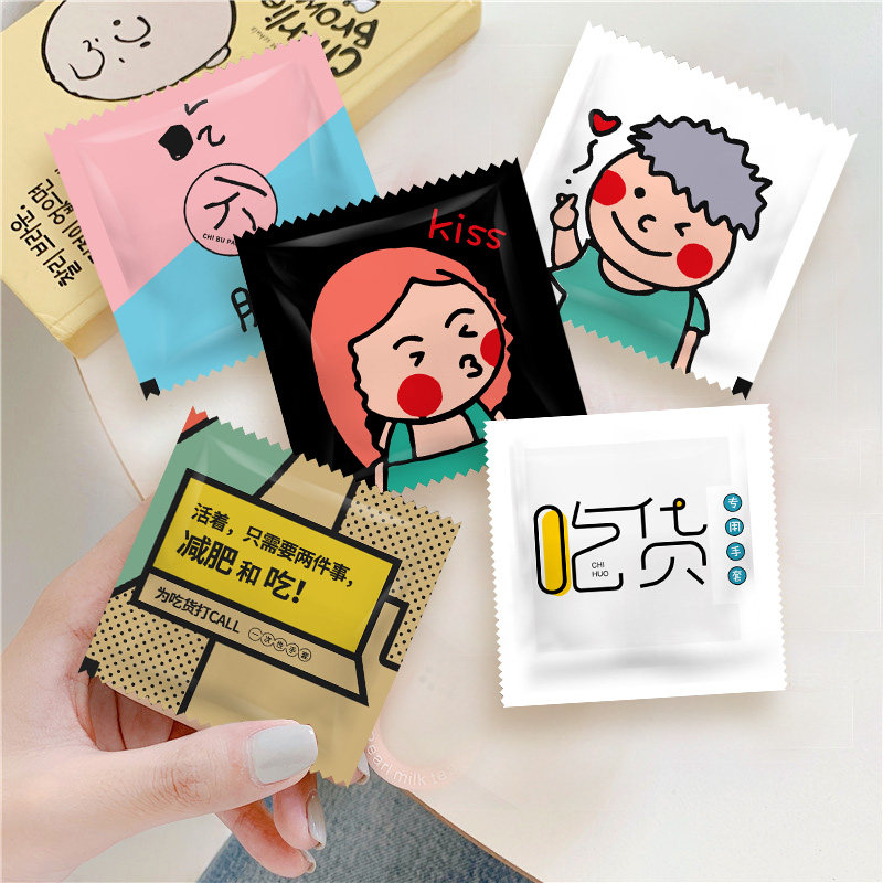 Disposable gloves food catering independent small packaging delivery transparent thickened pe plastic film creative customizable