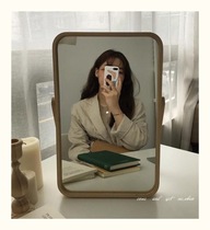  Korean ins net celebrity solid wood makeup mirror Desktop single mirror simple mirror creative dressing mirror Dormitory folding mirror