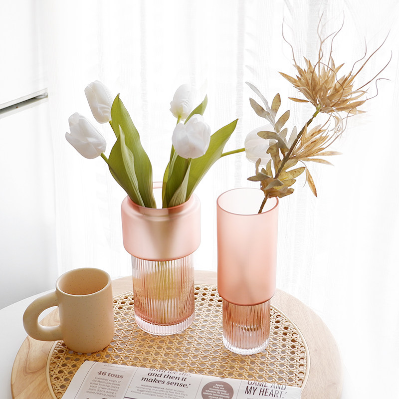 Nordic small freshener brief Vase Mist Pink Flower Arrangement Water Pepe Emulation Flower Glass Floral Living-room Table Hem