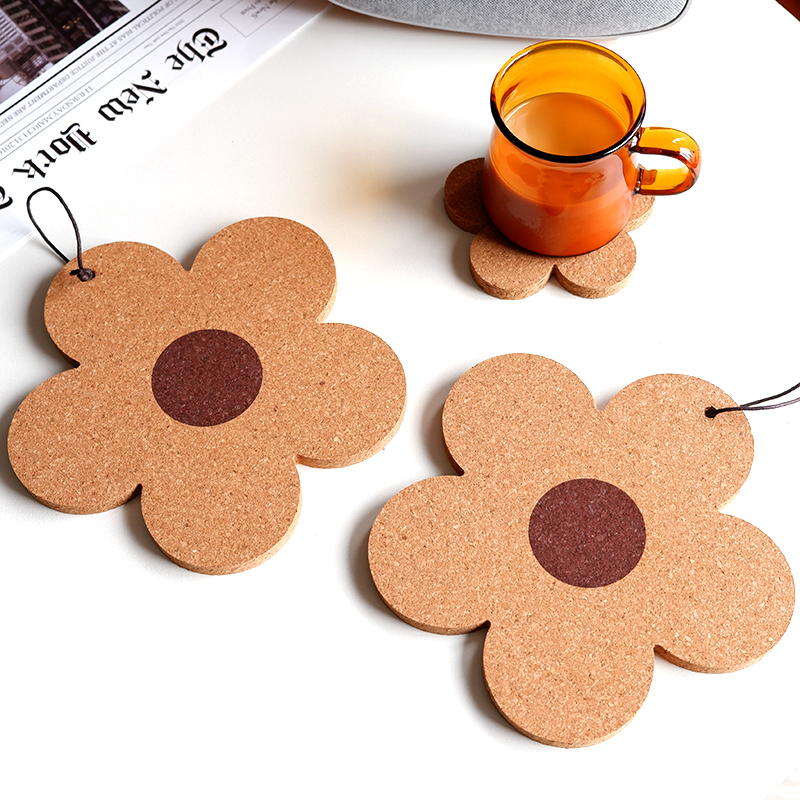 ins wind flower heat insulation placemat home girl heart cute bowl plate cork table pad water coaster desktop decoration pad
