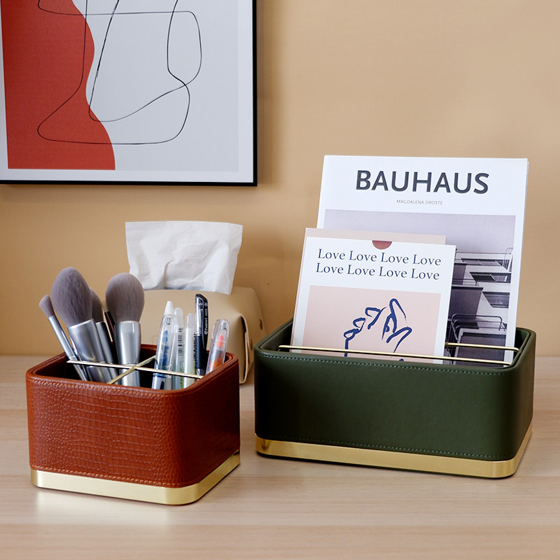 Nordic Desktop Subdivided Cortical Sub-Lattice Containing Box Tea Table Remote Control Mobile Phone Storage Box Rectangular Pure Color Pen Holder