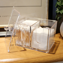  Acrylic cosmetic cotton storage box Transparent dustproof cotton swab box Dresser desktop cosmetic cotton sheet finishing box