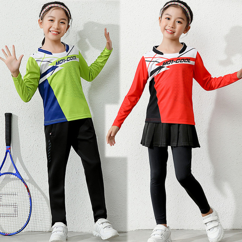 Badminton Training Suit Children Long Sleeves Trousers Girl Pants Skirt Suit Quick Dry Tennis Clothes Men And Women Ping Pong Match Suit